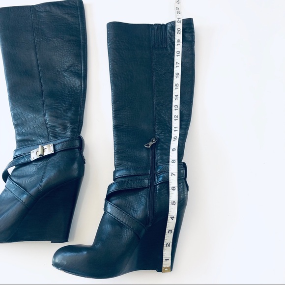 BCBGMAXAZRIA Black Leather Remy Wedge Boot Black - Picture 8 of 10